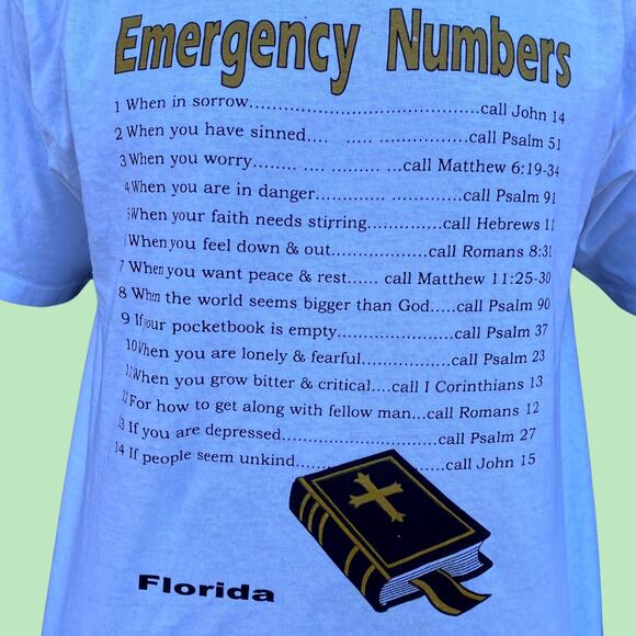 Bible emergency numbers tee - Picture 3 of 4